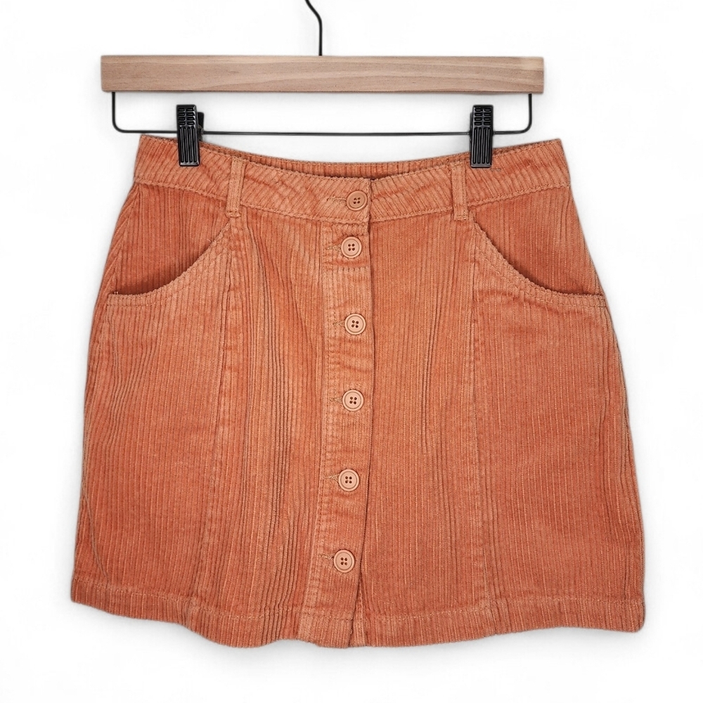 Forever 21 Corduroy Button Front Mini Skirt in Apricot Size M